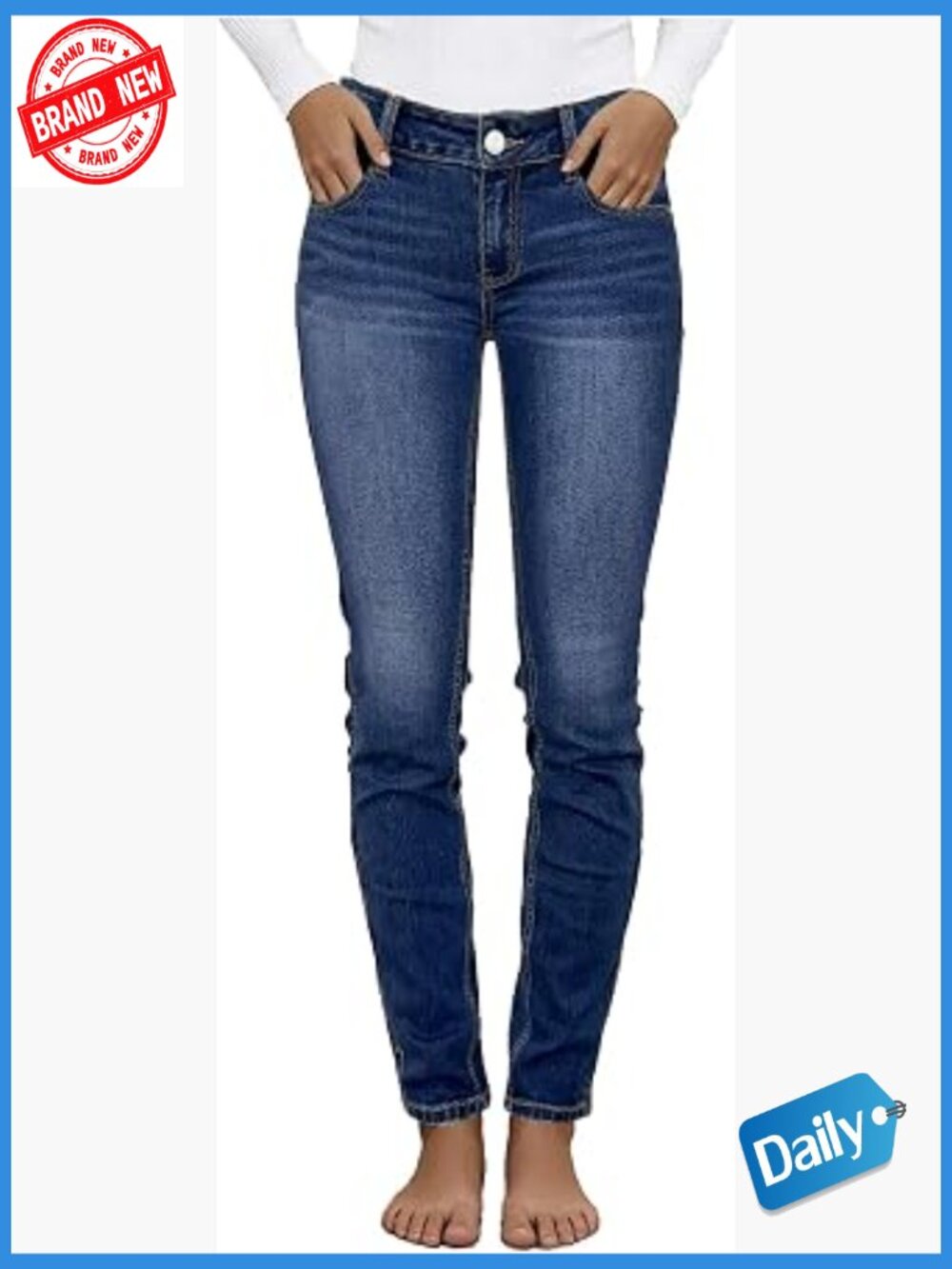 Mid Rise Stretchy Skinny Jeans with Butt Lifting Design